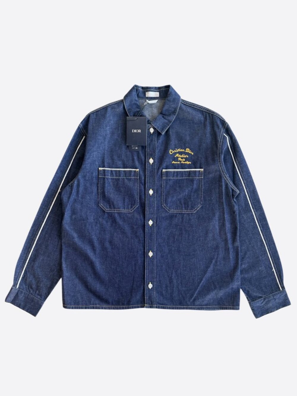 Dior Blue & White Christian Atelier Logo Denim Overshirt